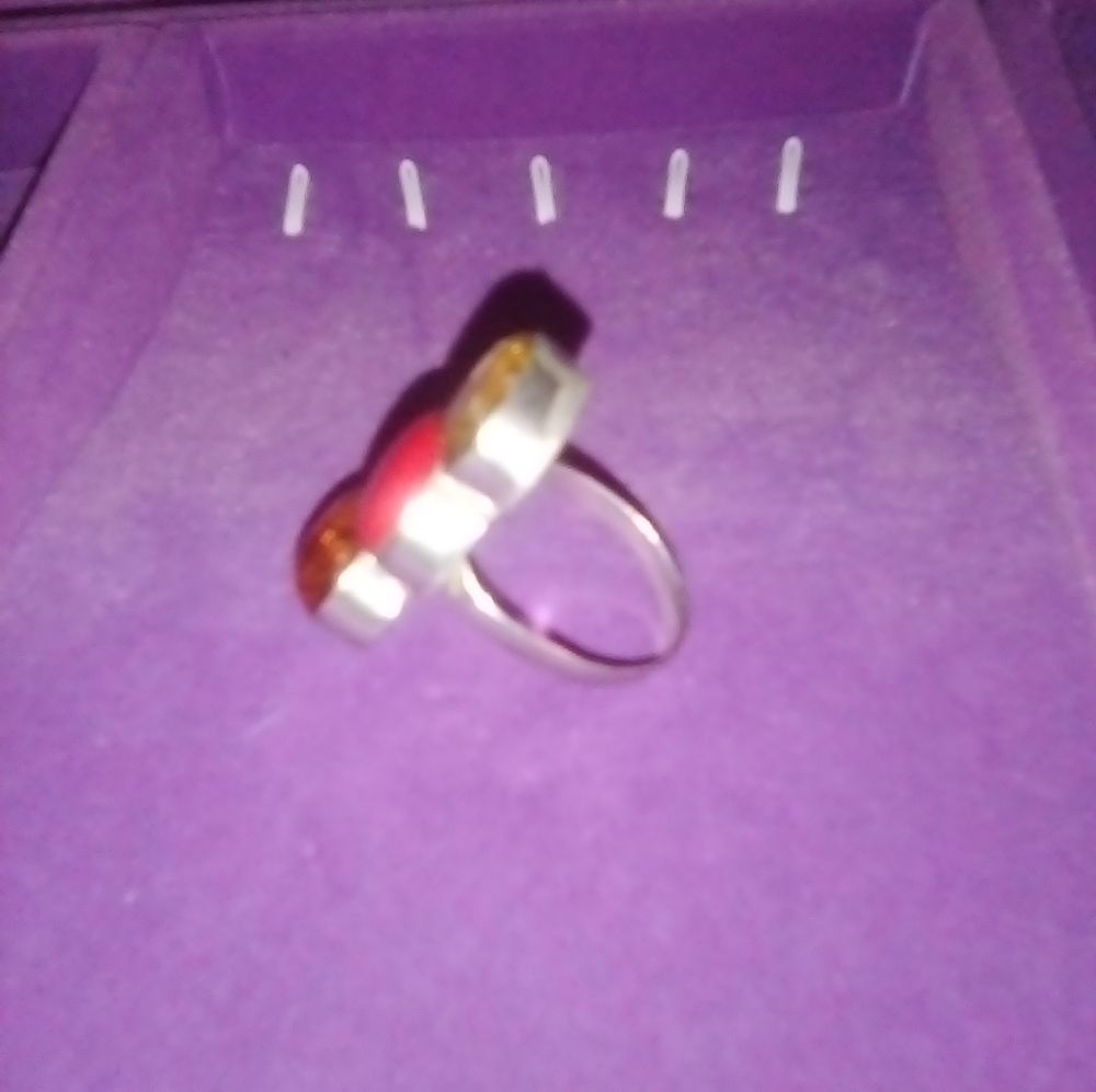 CORAL AND AMBER RING - Picture 2 of 3